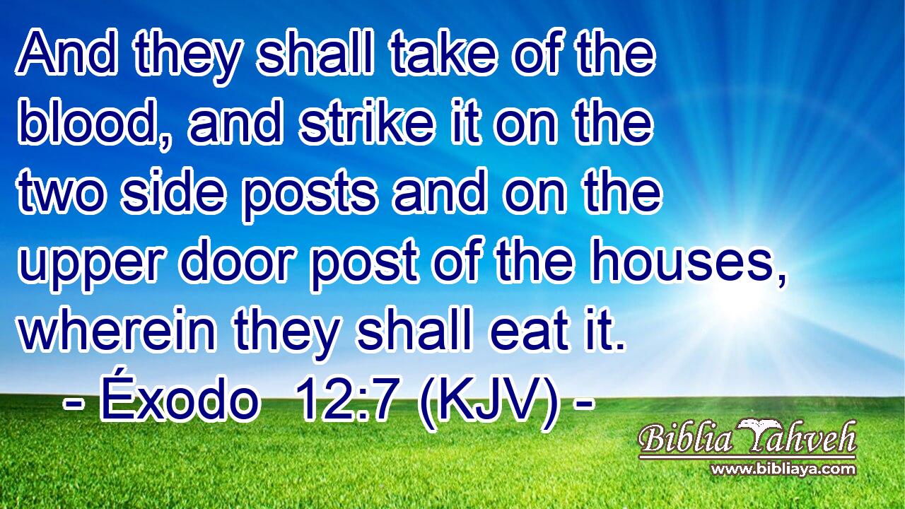 And they shall take of the blood, and strike it on the two side posts and on the upper door post of the houses, wherein they shall eat it.