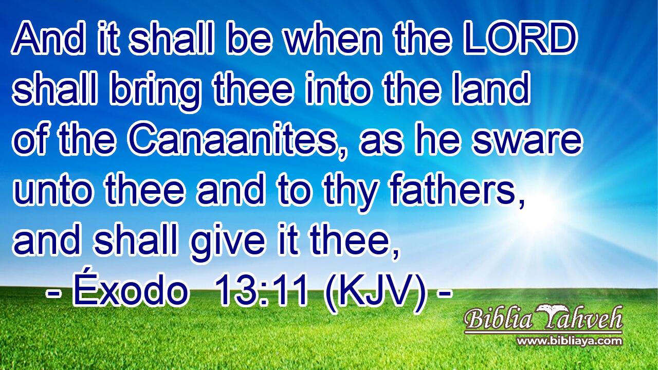And it shall be when the LORD shall bring thee into the land of the Canaanites, as he sware unto thee and to thy fathers, and shall give it thee,