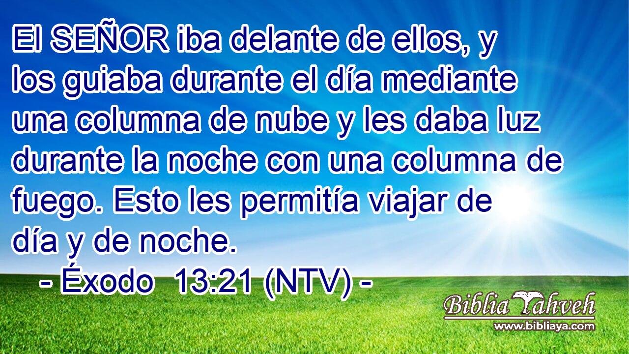 El SEÑOR iba delante de ellos, y los guiaba durante el día mediante una columna de nube y les daba luz durante la noche con una columna de fuego. Esto les permitía viajar de día y de noche.
