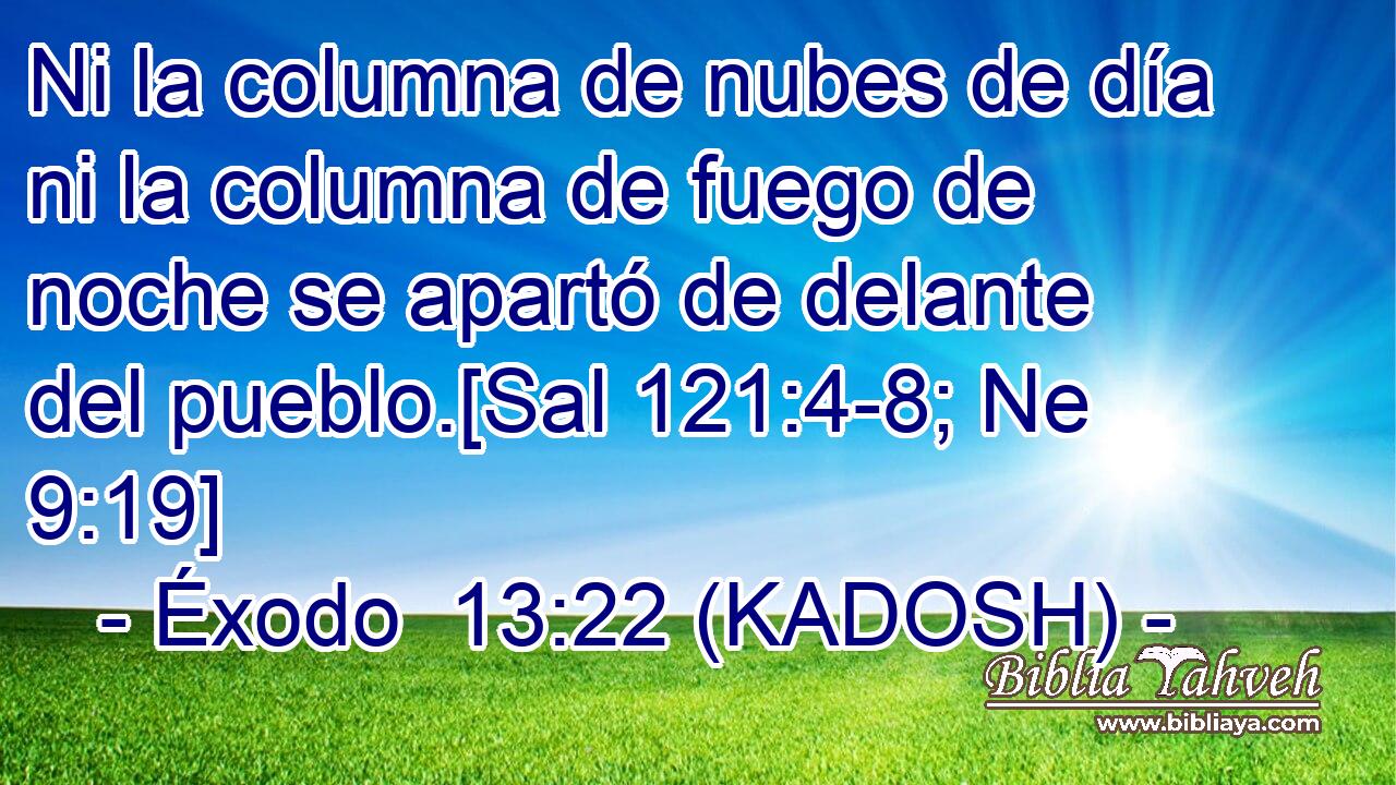  Ni la columna de nubes de día ni la columna de fuego de noche se apartó de delante del pueblo.[Sal 121:4-8; Ne 9:19] 