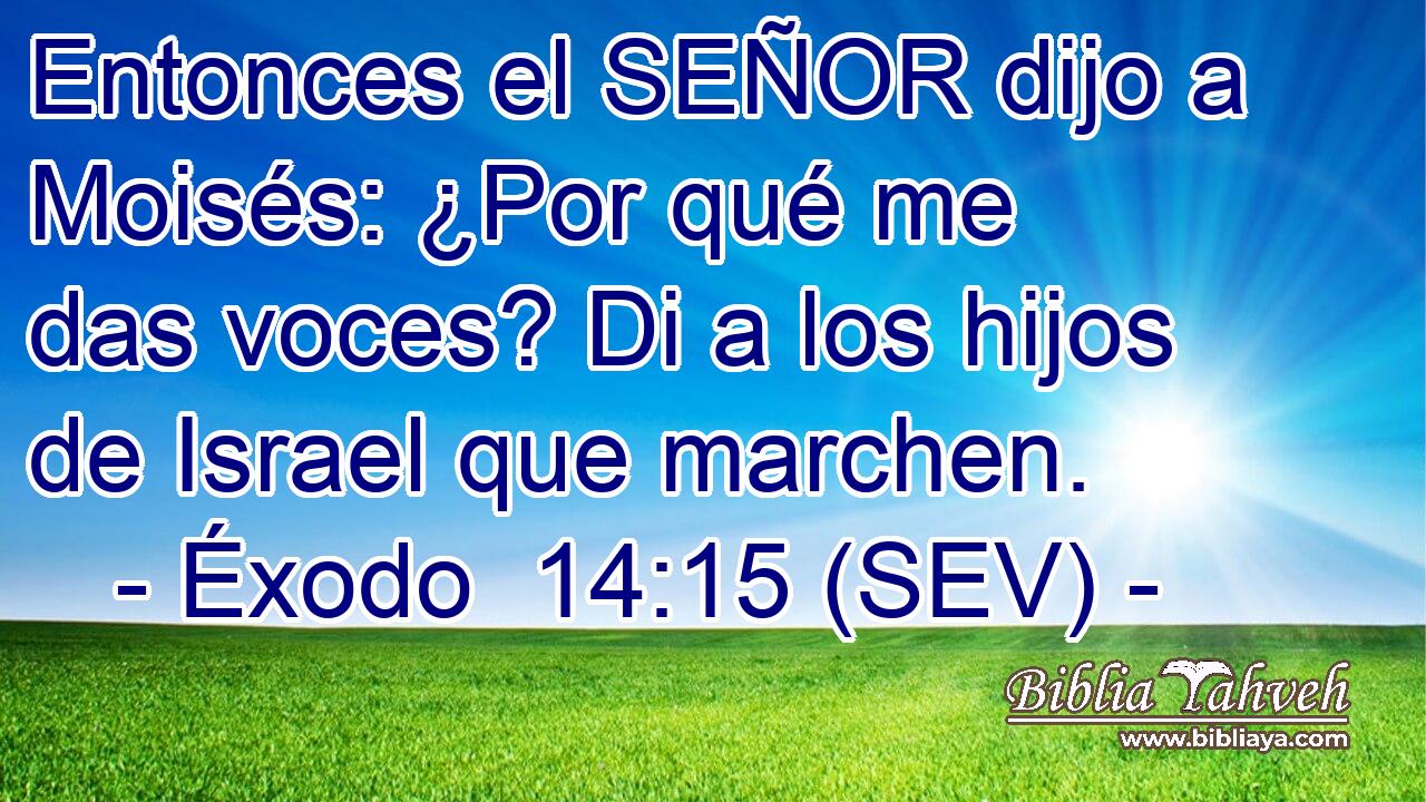 Entonces el SEÑOR dijo a Moisés: ¿Por qué me das voces? Di a los hijos de Israel que marchen.
