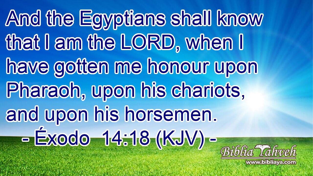 And the Egyptians shall know that I am the LORD, when I have gotten me honour upon Pharaoh, upon his chariots, and upon his horsemen.