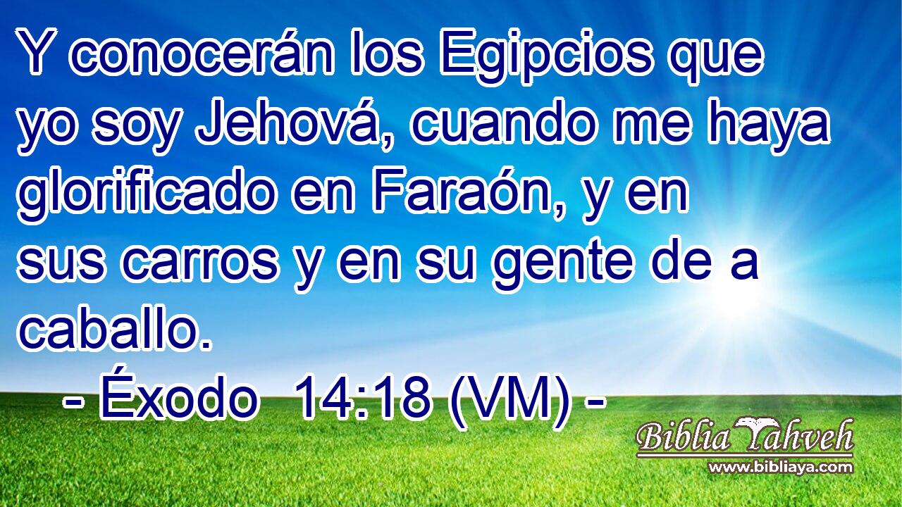  Y conocerán los Egipcios que yo soy Jehová, cuando me haya glorificado en Faraón, y en sus carros y en su gente de a caballo. 