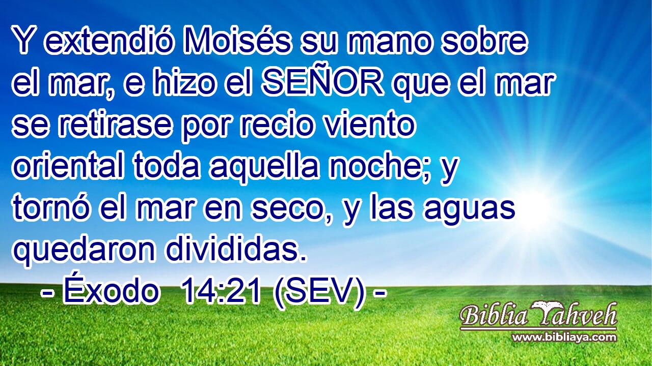 Y extendió Moisés su mano sobre el mar, e hizo el SEÑOR que el mar se retirase por recio viento oriental toda aquella noche; y tornó el mar en seco, y las aguas quedaron divididas.