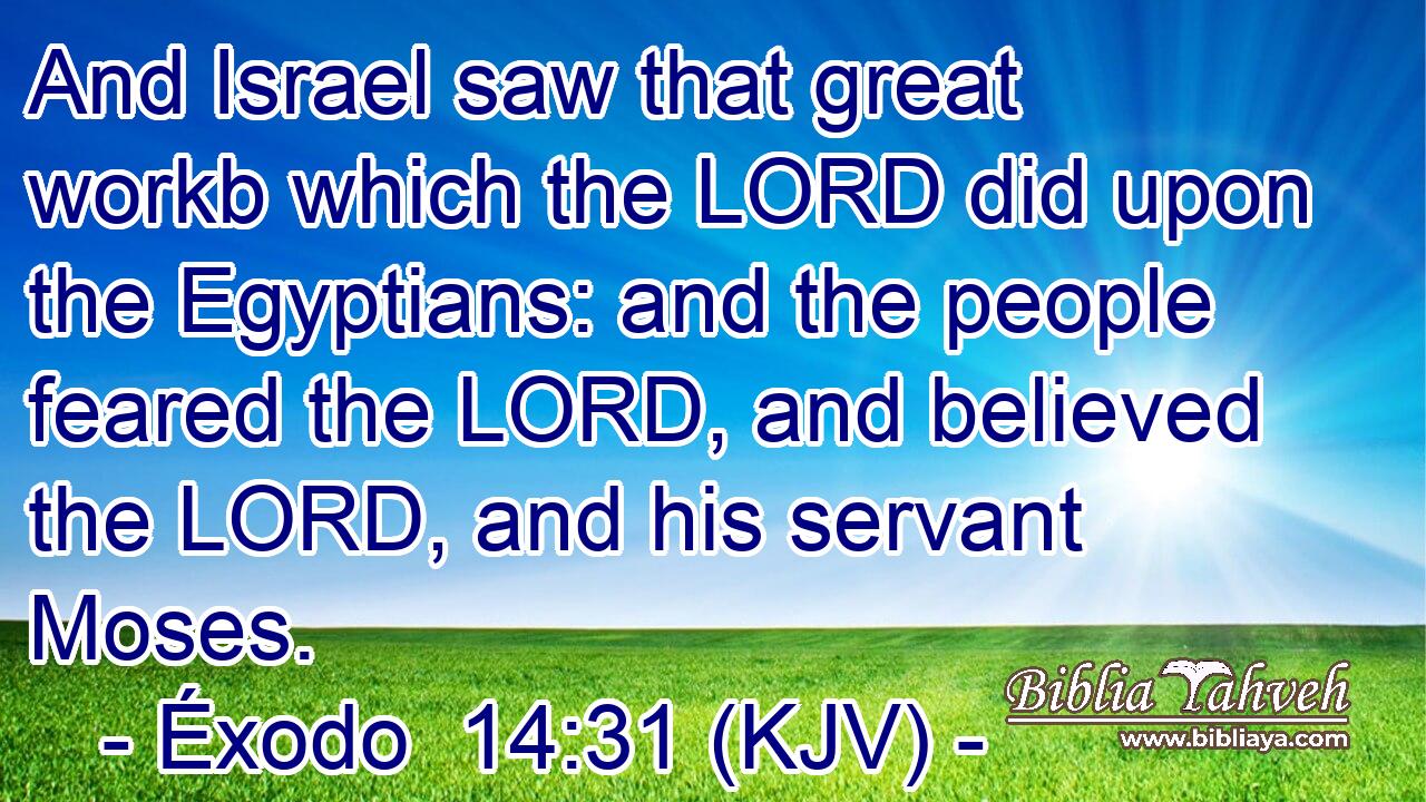 And Israel saw that great workb which the LORD did upon the Egyptians: and the people feared the LORD, and believed the LORD, and his servant Moses.