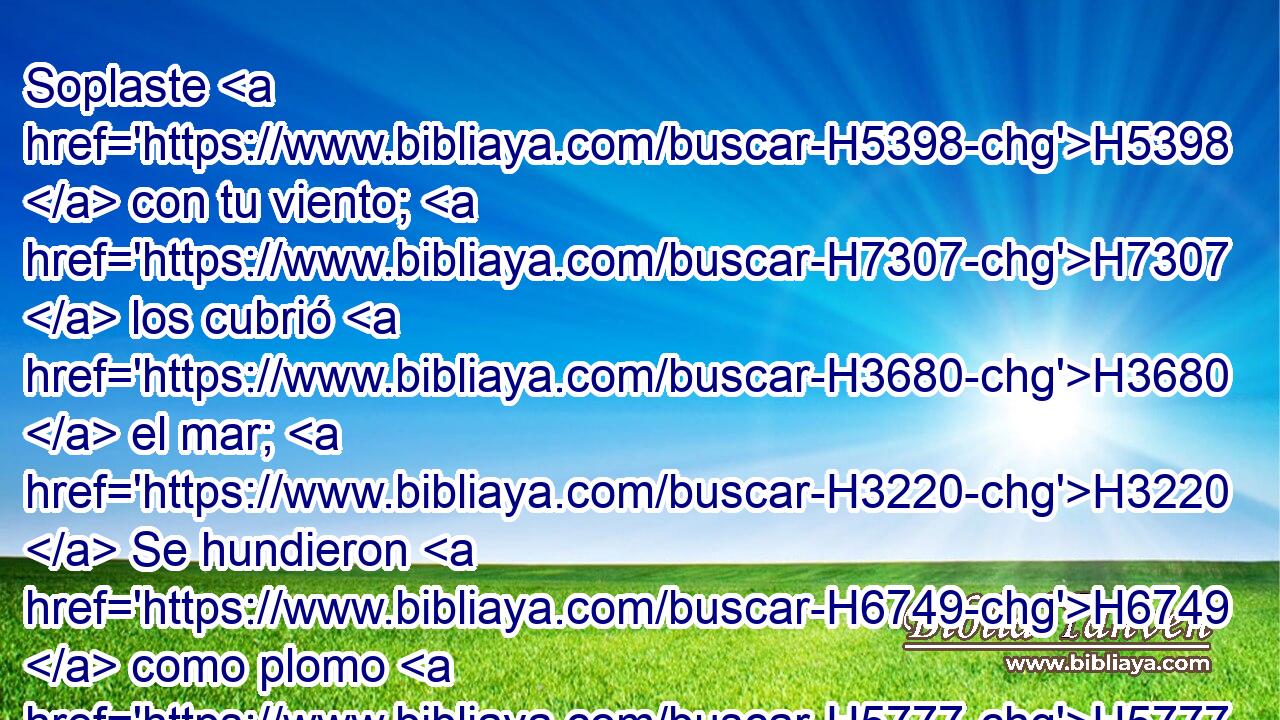 Soplaste H5398  con tu viento; H7307  los cubrió H3680  el mar; H3220  Se hundieron H6749  como plomo H5777  en las impetuosas H117  aguas. H4325  