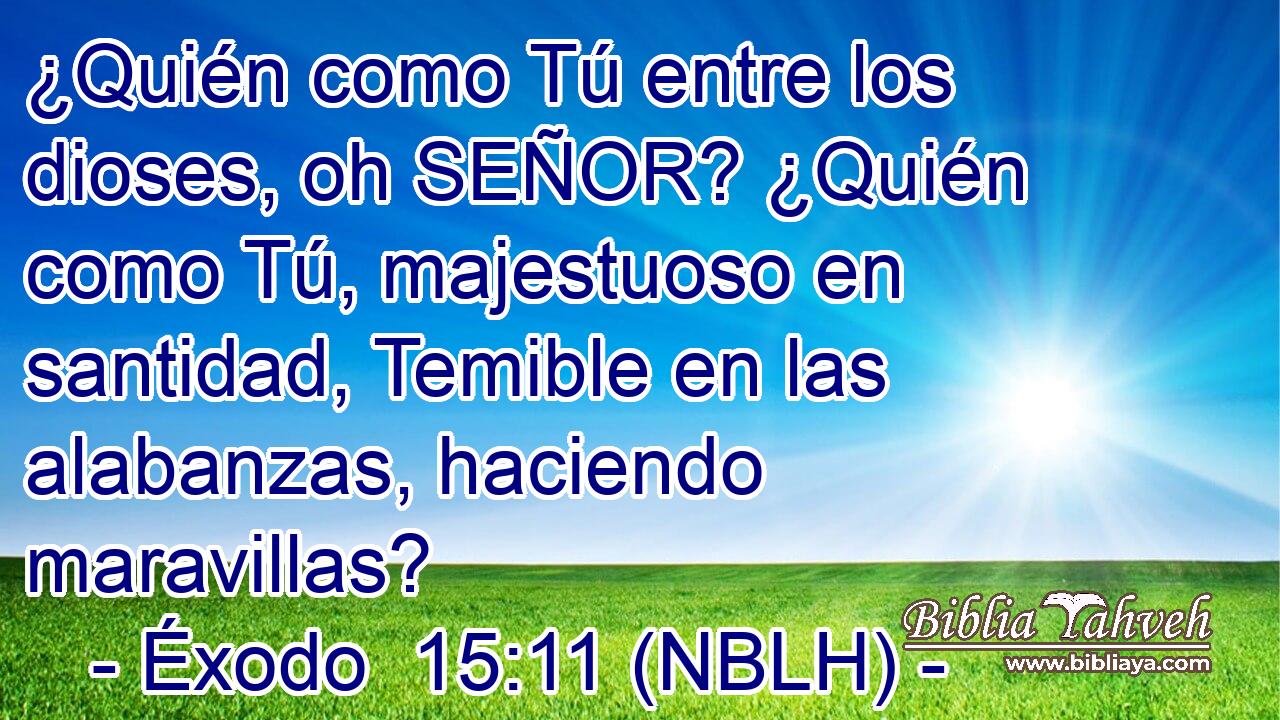  ¿Quién como Tú entre los dioses, oh SEÑOR? ¿Quién como Tú, majestuoso en santidad, Temible en las alabanzas, haciendo maravillas? 