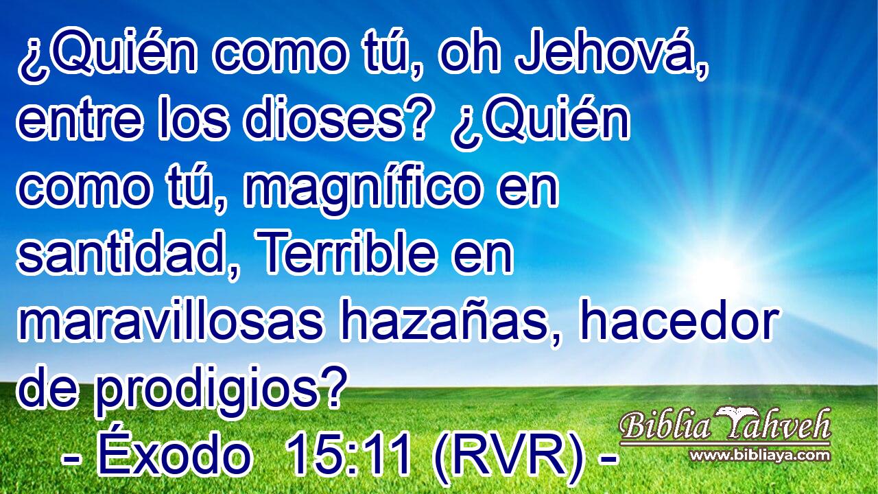 ¿Quién como tú, oh Jehová, entre los dioses? ¿Quién como tú, magnífico en santidad, Terrible en maravillosas hazañas, hacedor de prodigios?
