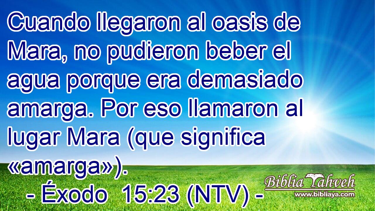 Cuando llegaron al oasis de Mara, no pudieron beber el agua porque era demasiado amarga. Por eso llamaron al lugar Mara (que significa «amarga»).