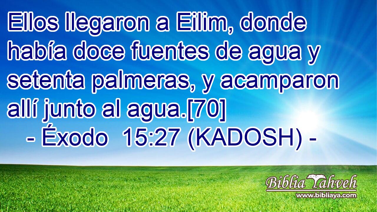  Ellos llegaron a Eilim, donde había doce fuentes de agua y setenta palmeras, y acamparon allí junto al agua.[70] 