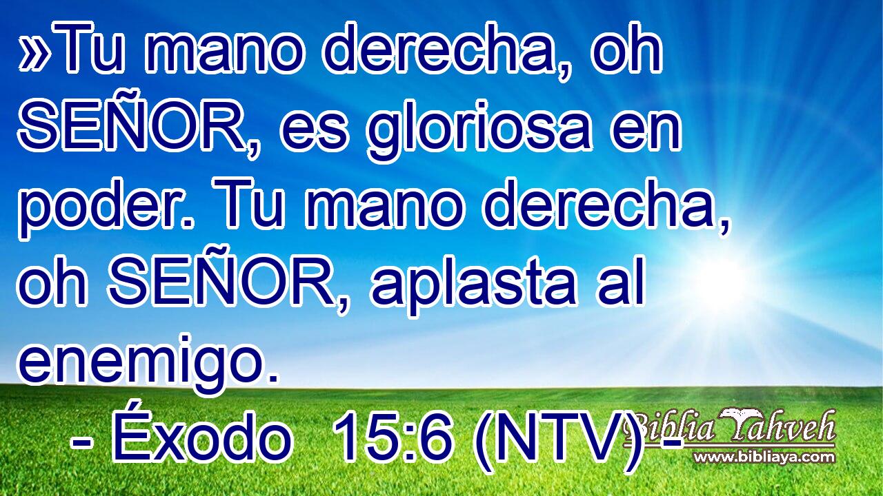 »Tu mano derecha, oh SEÑOR, es gloriosa en poder. Tu mano derecha, oh SEÑOR, aplasta al enemigo.