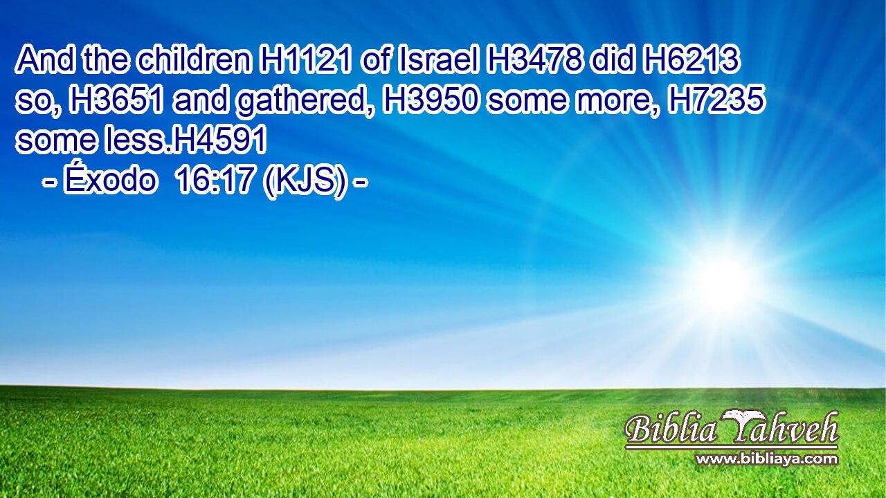 And the children H1121 of Israel H3478 did H6213 so, H3651 and gathered, H3950 some more, H7235 some less.H4591