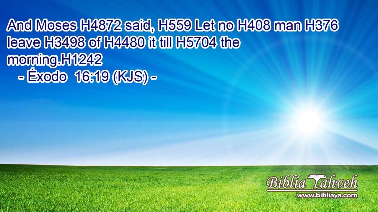 And Moses H4872 said, H559 Let no H408 man H376 leave H3498 of H4480 it till H5704 the morning.H1242