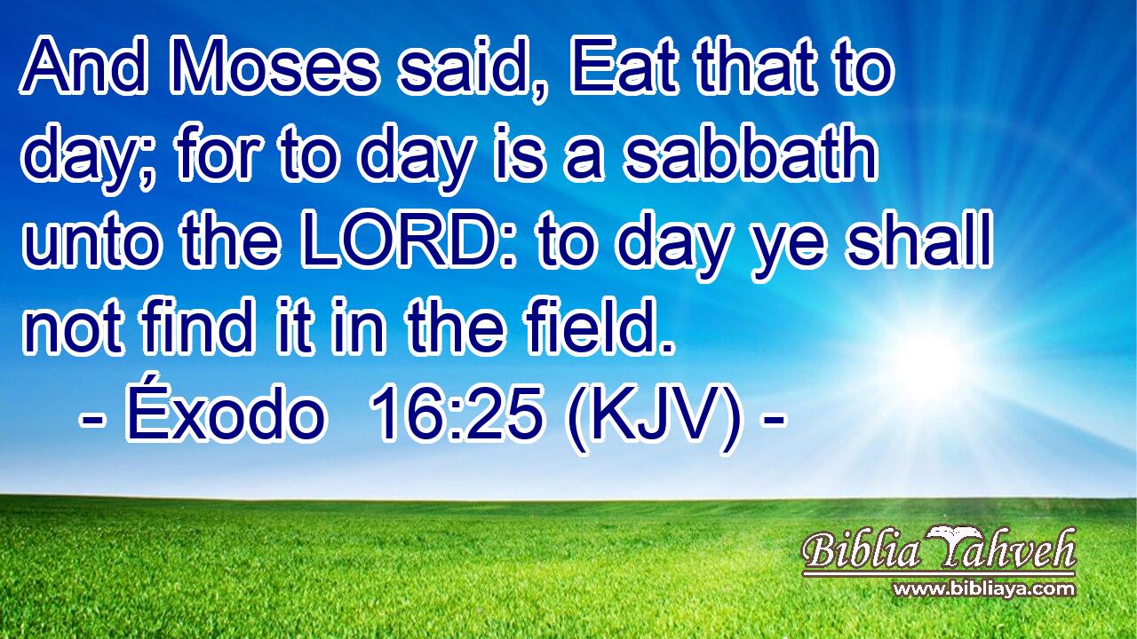 And Moses said, Eat that to day; for to day is a sabbath unto the LORD: to day ye shall not find it in the field.