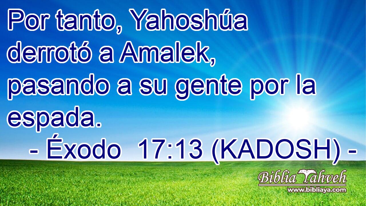  Por tanto, Yahoshúa derrotó a Amalek, pasando a su gente por la espada. 