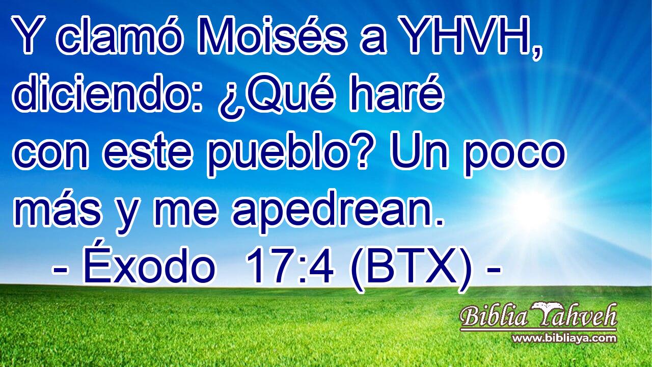 Y clamó Moisés a YHVH, diciendo: ¿Qué haré con este pueblo? Un poco más y me apedrean.