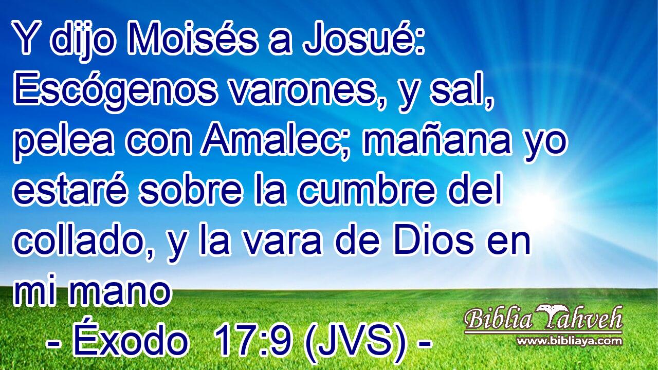 Y dijo Moisés a Josué: Escógenos varones, y sal, pelea con Amalec; mañana yo estaré sobre la cumbre del collado, y la vara de Dios en mi mano