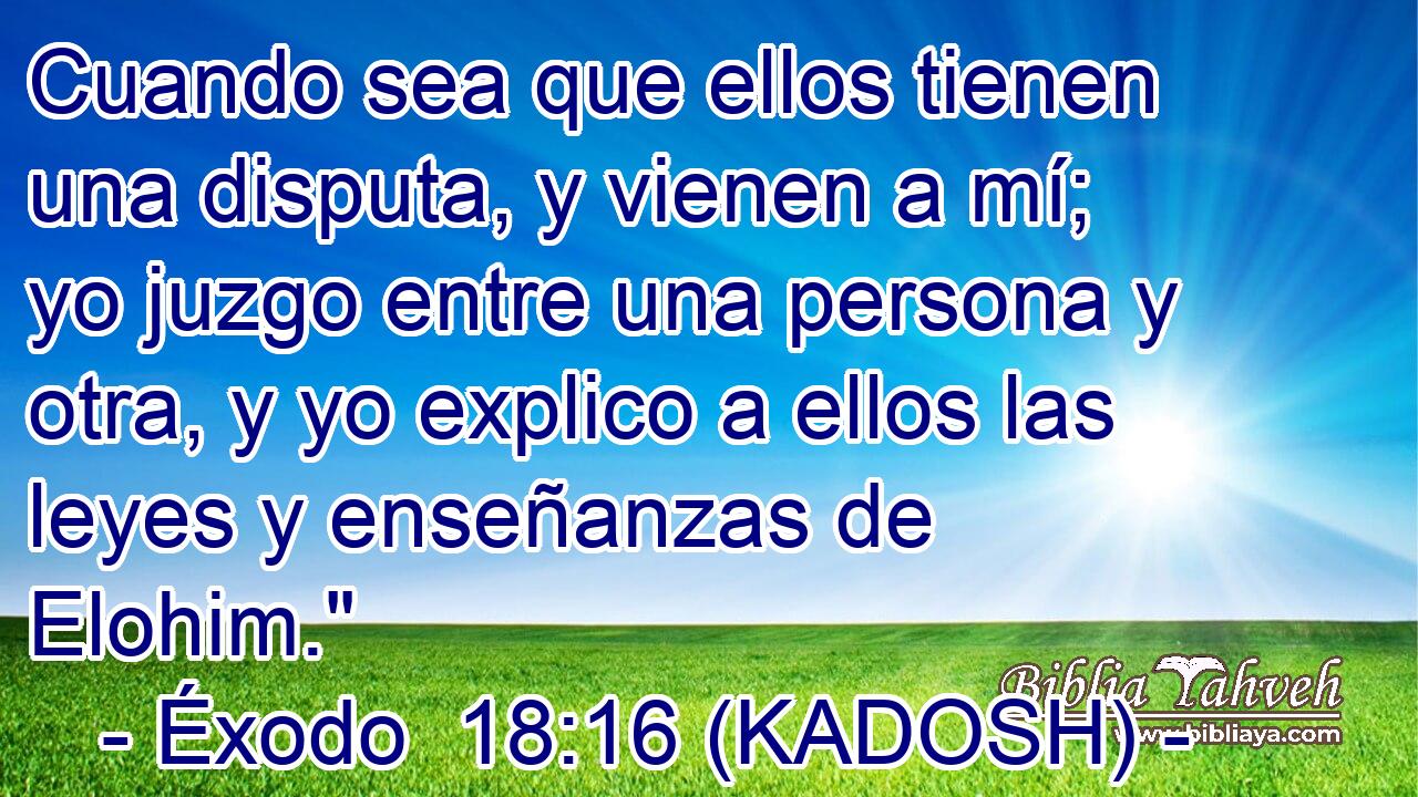  Cuando sea que ellos tienen una disputa, y vienen a mí; yo juzgo entre una persona y otra, y yo explico a ellos las leyes y enseñanzas de Elohim.