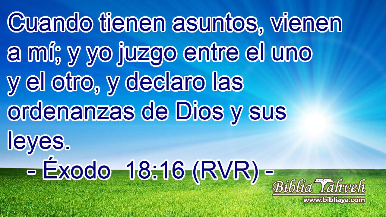 Cuando tienen asuntos, vienen a mí; y yo juzgo entre el uno y el otro, y declaro las ordenanzas de Dios y sus leyes.