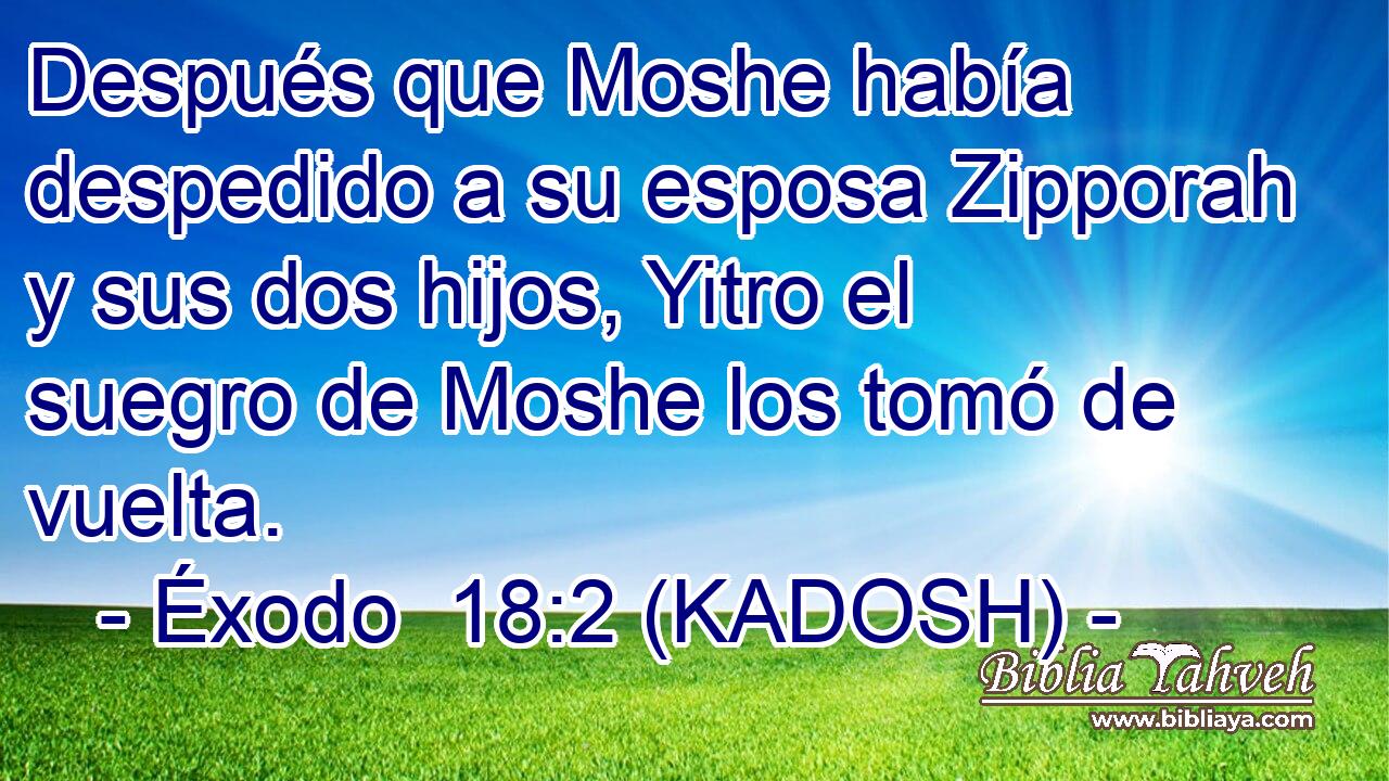  Después que Moshe había despedido a su esposa Zipporah y sus dos hijos, Yitro el suegro de Moshe los tomó de vuelta. 