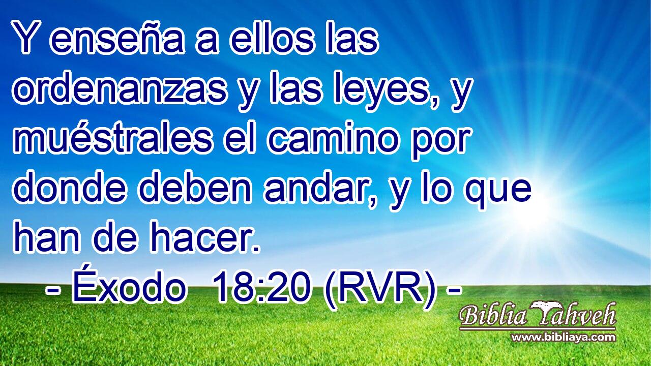 Y enseña a ellos las ordenanzas y las leyes, y muéstrales el camino por donde deben andar, y lo que han de hacer.