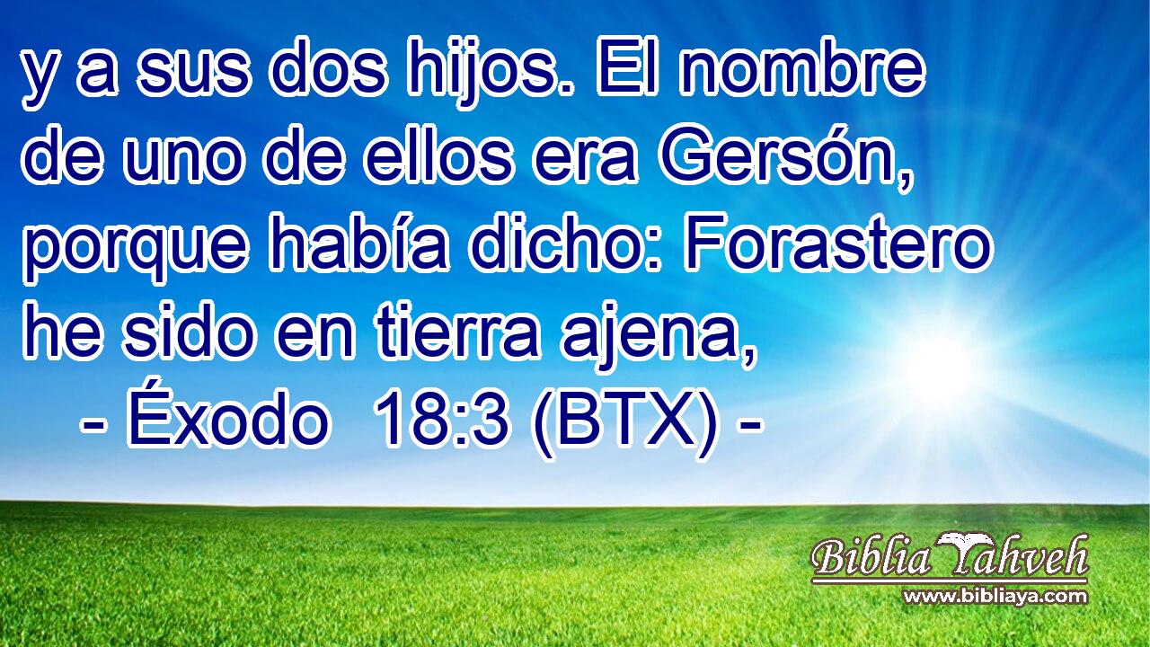 y a sus dos hijos. El nombre de uno de ellos era Gersón, porque había dicho: Forastero he sido en tierra ajena,