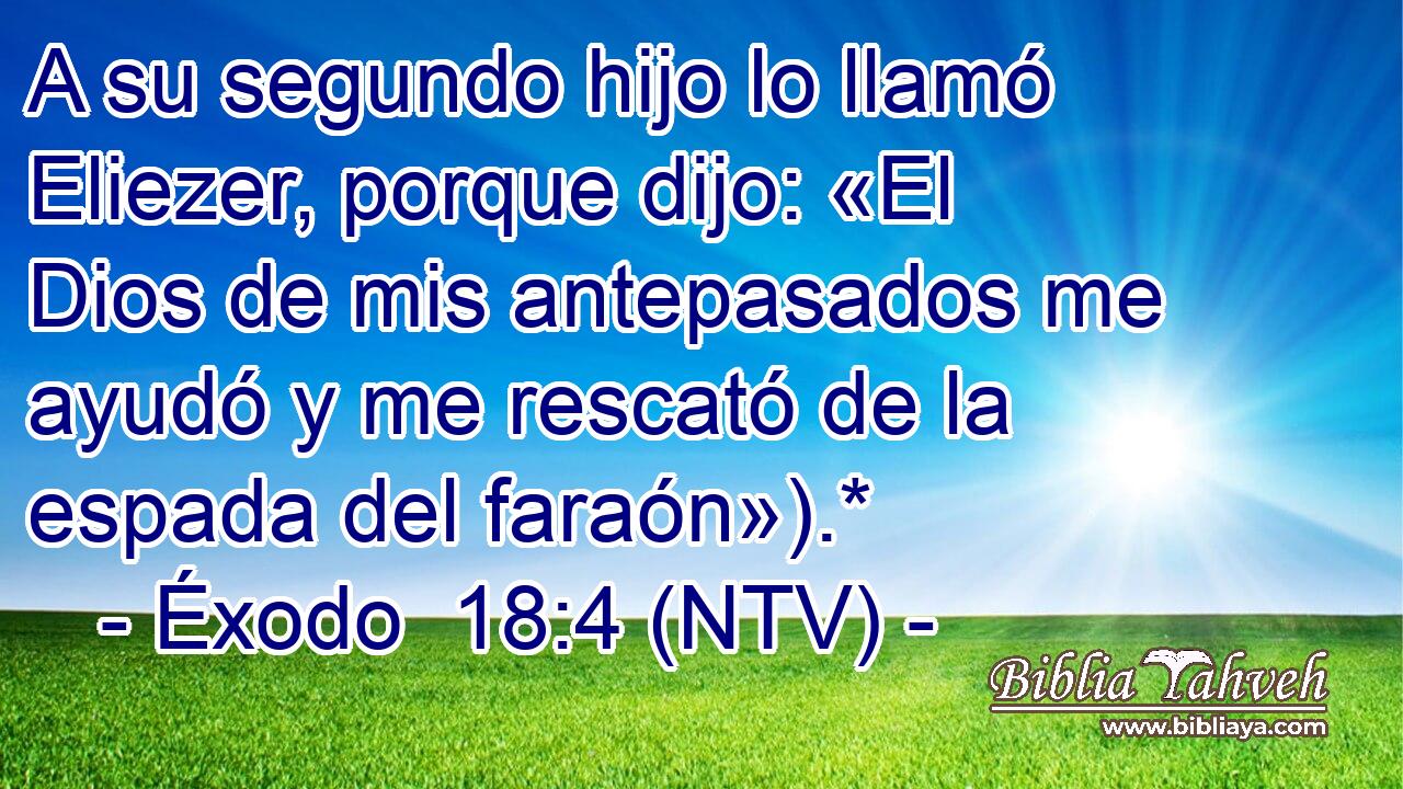 A su segundo hijo lo llamó Eliezer, porque dijo: «El Dios de mis antepasados me ayudó y me rescató de la espada del faraón»).*