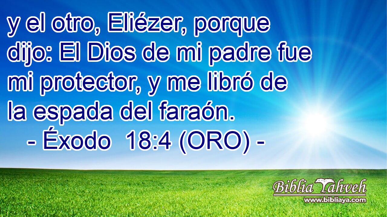  y el otro, Eliézer, porque dijo: El Dios de mi padre fue mi protector, y me libró de la espada del faraón. 