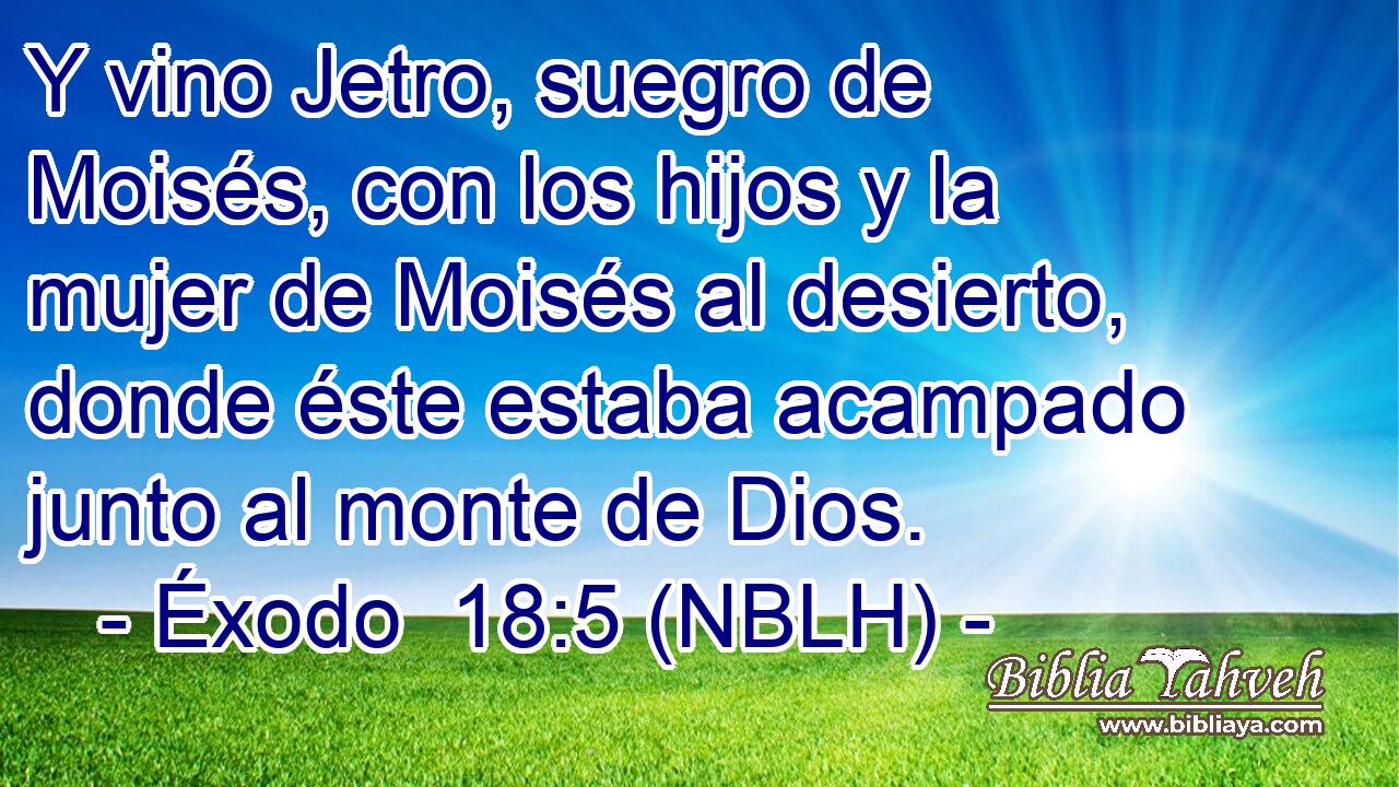  Y vino Jetro, suegro de Moisés, con los hijos y la mujer de Moisés al desierto, donde éste estaba acampado junto al monte de Dios. 