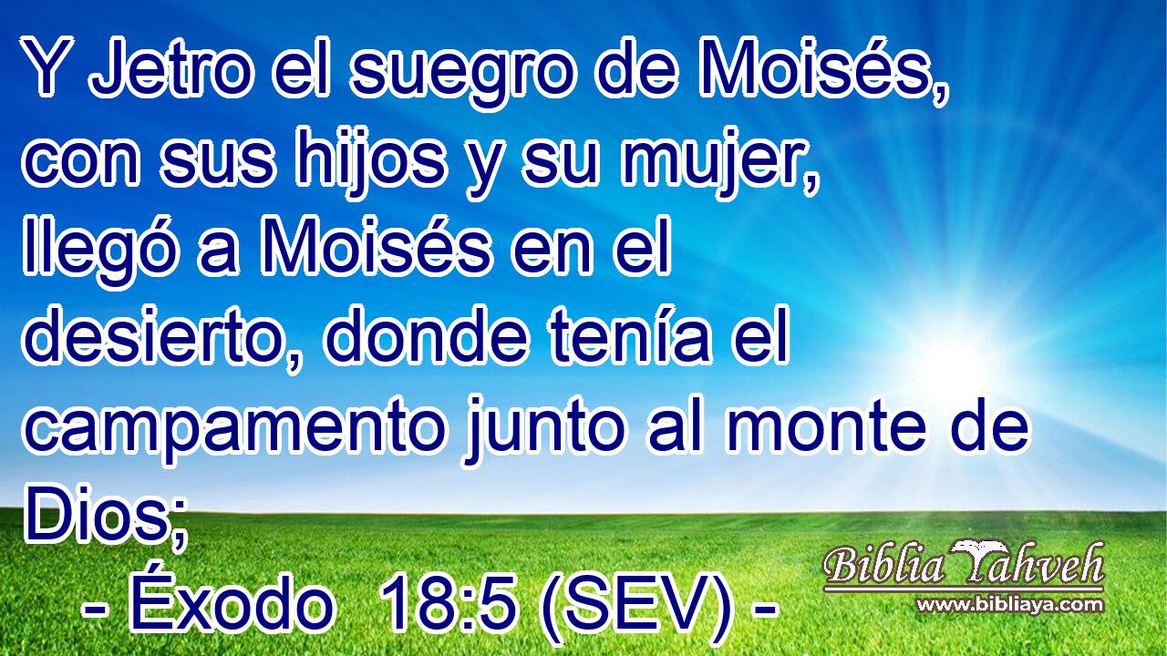 Y Jetro el suegro de Moisés, con sus hijos y su mujer, llegó a Moisés en el desierto, donde tenía el campamento junto al monte de Dios;