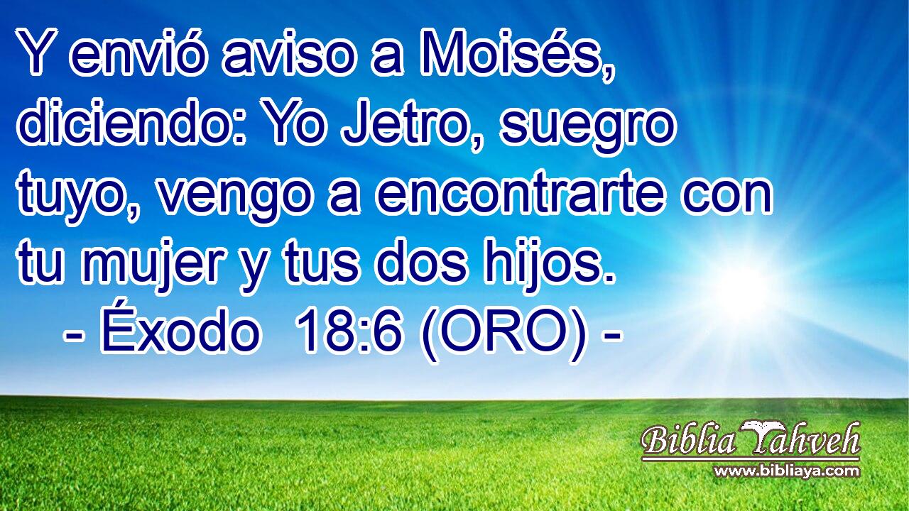  Y envió aviso a Moisés, diciendo: Yo Jetro, suegro tuyo, vengo a encontrarte con tu mujer y tus dos hijos. 