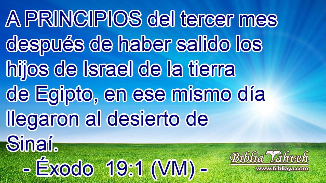  A PRINCIPIOS del tercer mes después de haber salido los hijos de Israel de la tierra de Egipto, en ese mismo día llegaron al desierto de Sinaí. 