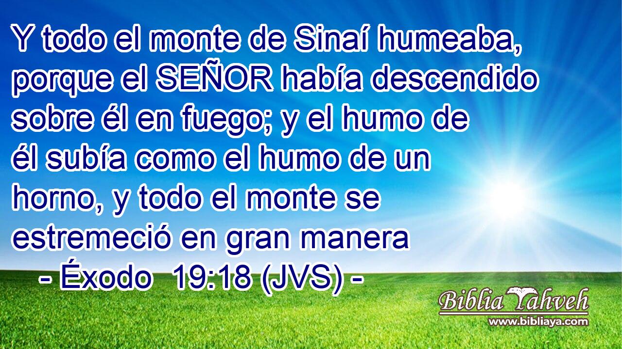 Y todo el monte de Sinaí humeaba, porque el SEÑOR había descendido sobre él en fuego; y el humo de él subía como el humo de un horno, y todo el monte se estremeció en gran manera