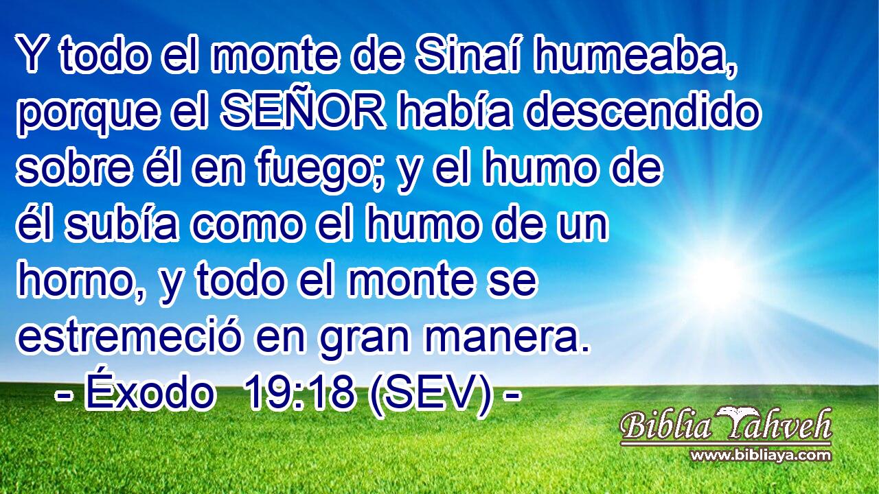 Y todo el monte de Sinaí humeaba, porque el SEÑOR había descendido sobre él en fuego; y el humo de él subía como el humo de un horno, y todo el monte se estremeció en gran manera.