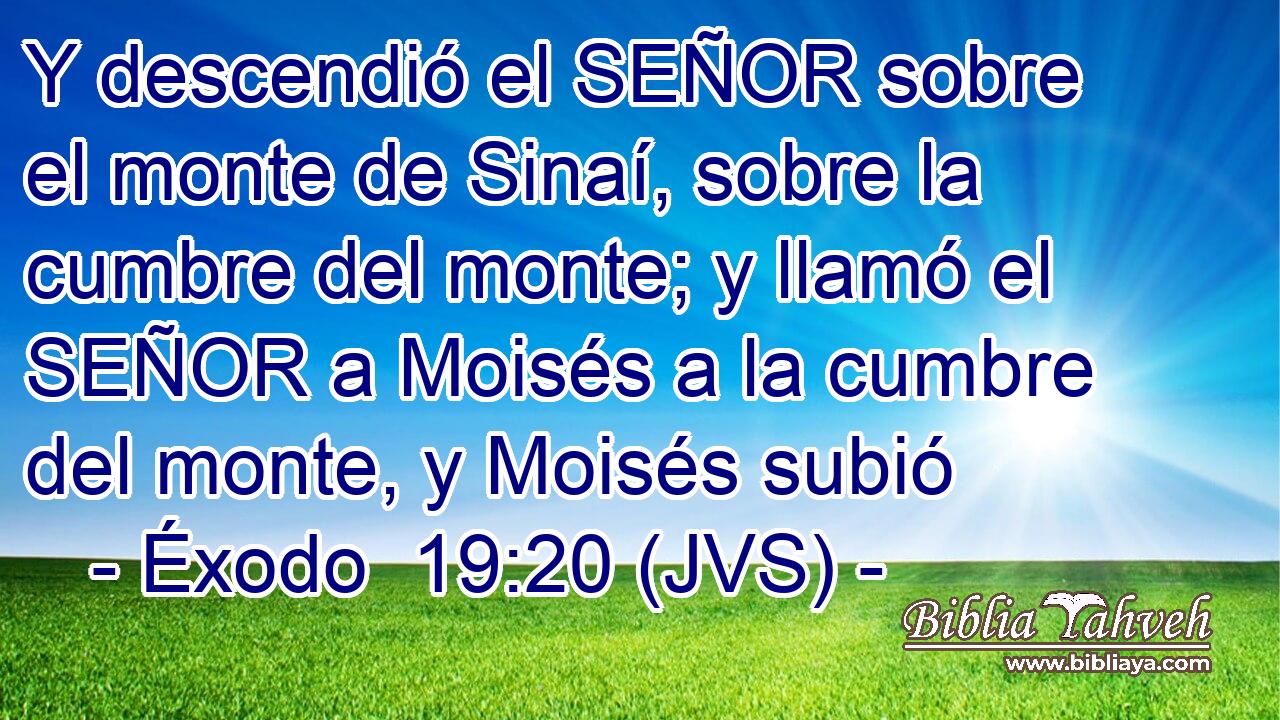 Y descendió el SEÑOR sobre el monte de Sinaí, sobre la cumbre del monte; y llamó el SEÑOR a Moisés a la cumbre del monte, y Moisés subió