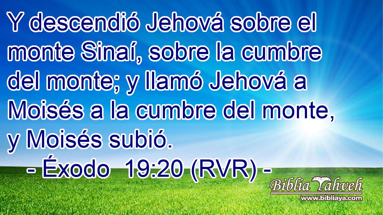 Y descendió Jehová sobre el monte Sinaí, sobre la cumbre del monte; y llamó Jehová a Moisés a la cumbre del monte, y Moisés subió.