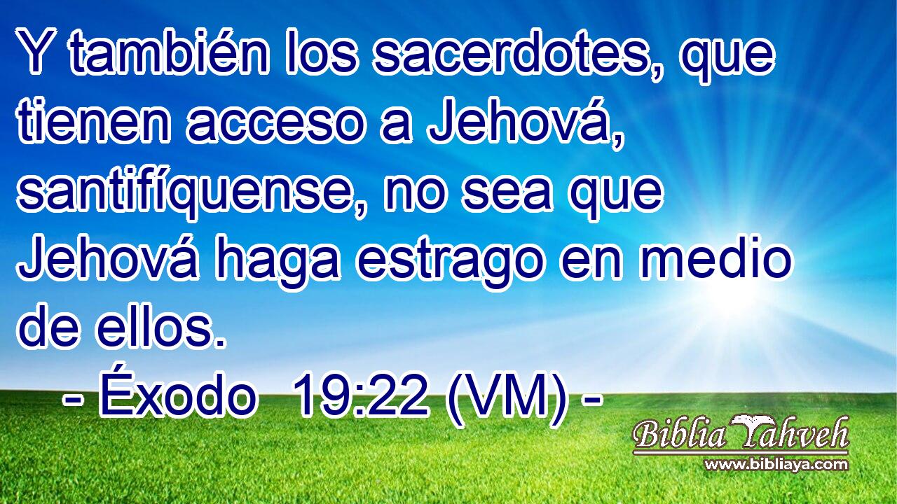 Y también los sacerdotes, que tienen acceso a Jehová, santifíquense, no sea que Jehová haga estrago en medio de ellos. 