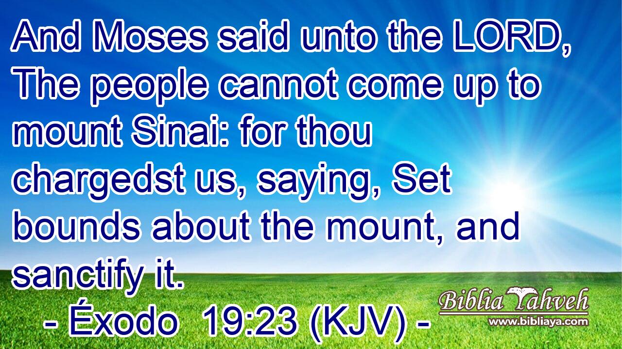 And Moses said unto the LORD, The people cannot come up to mount Sinai: for thou chargedst us, saying, Set bounds about the mount, and sanctify it.