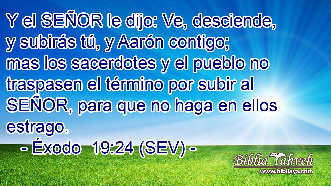 Y el SEÑOR le dijo: Ve, desciende, y subirás tú, y Aarón contigo; mas los sacerdotes y el pueblo no traspasen el término por subir al SEÑOR, para que no haga en ellos estrago.