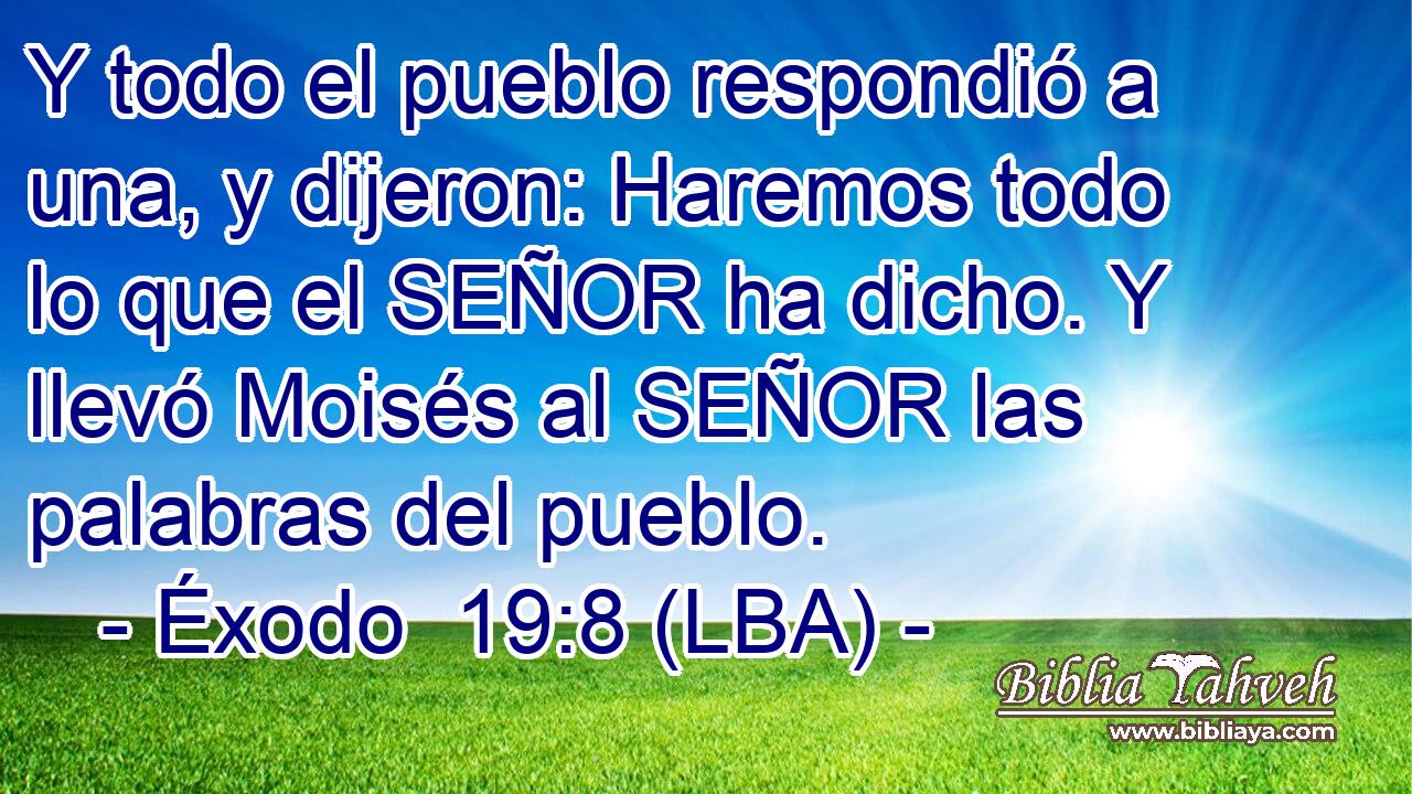 Y todo el pueblo respondió a una, y dijeron: Haremos todo lo que el SEÑOR ha dicho. Y llevó Moisés al SEÑOR las palabras del pueblo.
