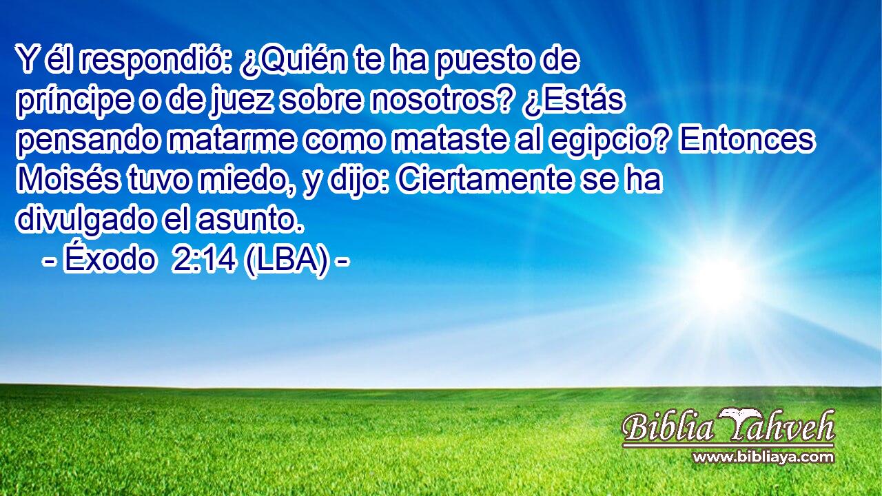 Y él respondió: ¿Quién te ha puesto de príncipe o de juez sobre nosotros? ¿Estás pensando matarme como mataste al egipcio? Entonces Moisés tuvo miedo, y dijo: Ciertamente se ha divulgado el asunto.