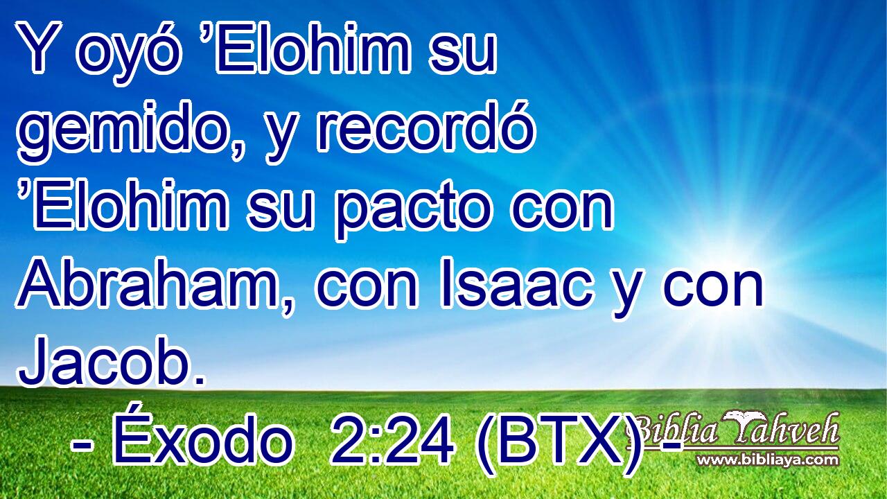 Y oyó ’Elohim su gemido, y recordó ’Elohim su pacto con Abraham, con Isaac y con Jacob.