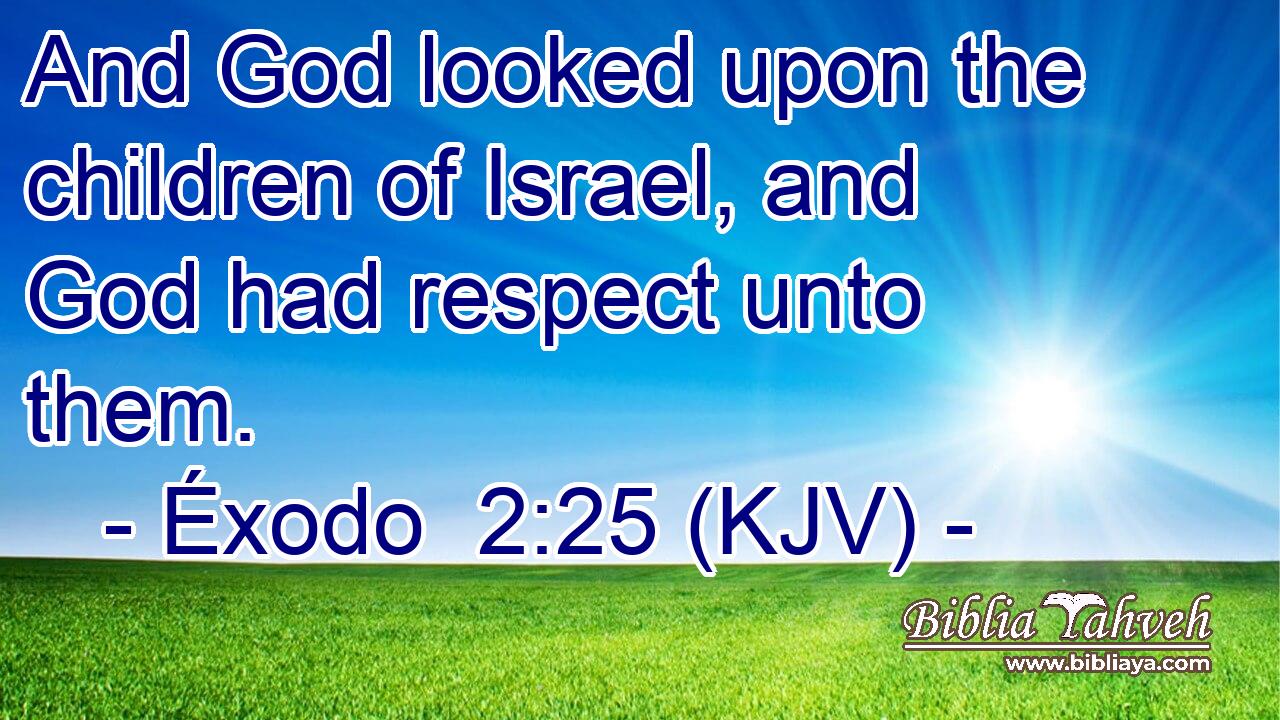 And God looked upon the children of Israel, and God had respect unto them.