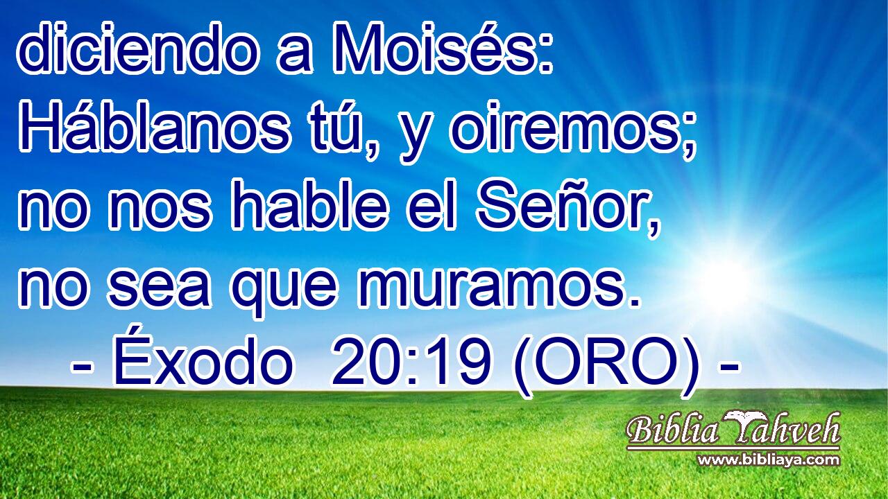  diciendo a Moisés: Háblanos tú, y oiremos; no nos hable el Señor, no sea que muramos. 