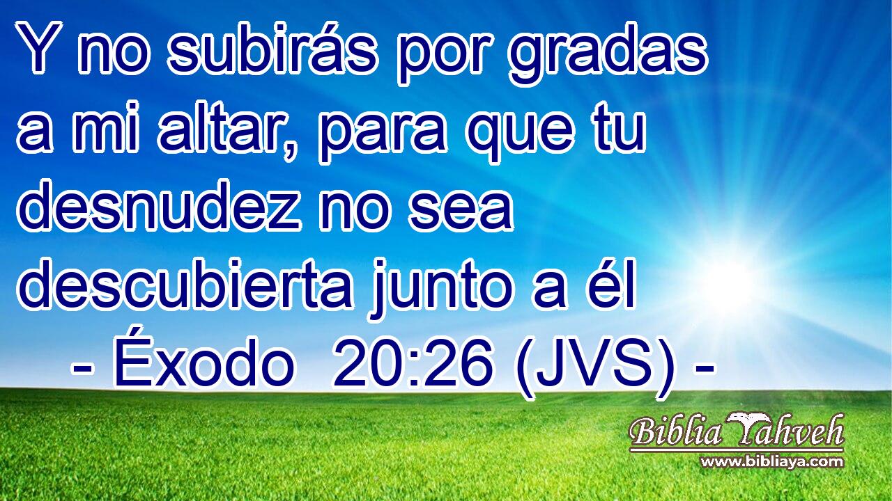 Y no subirás por gradas a mi altar, para que tu desnudez no sea descubierta junto a él
