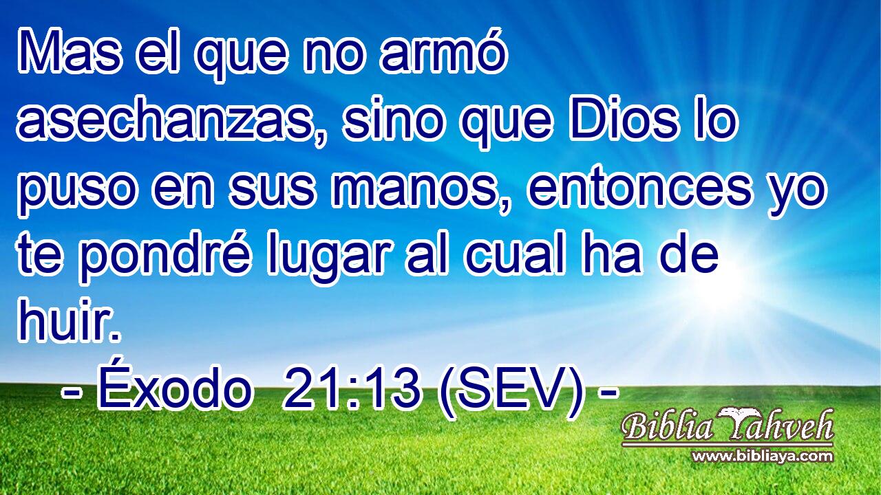 Mas el que no armó asechanzas, sino que Dios lo puso en sus manos, entonces yo te pondré lugar al cual ha de huir.