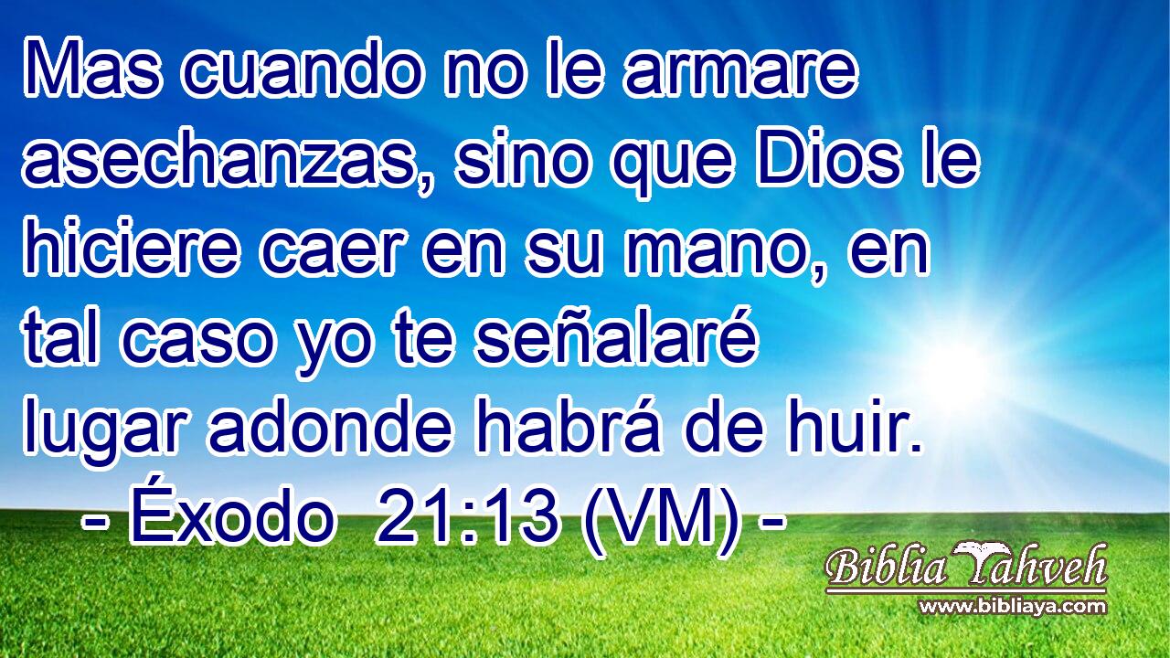  Mas cuando no le armare asechanzas, sino que Dios le hiciere caer en su mano, en tal caso yo te señalaré lugar adonde habrá de huir. 