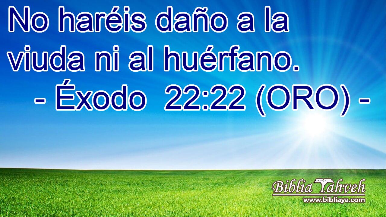  No haréis daño a la viuda ni al huérfano. 