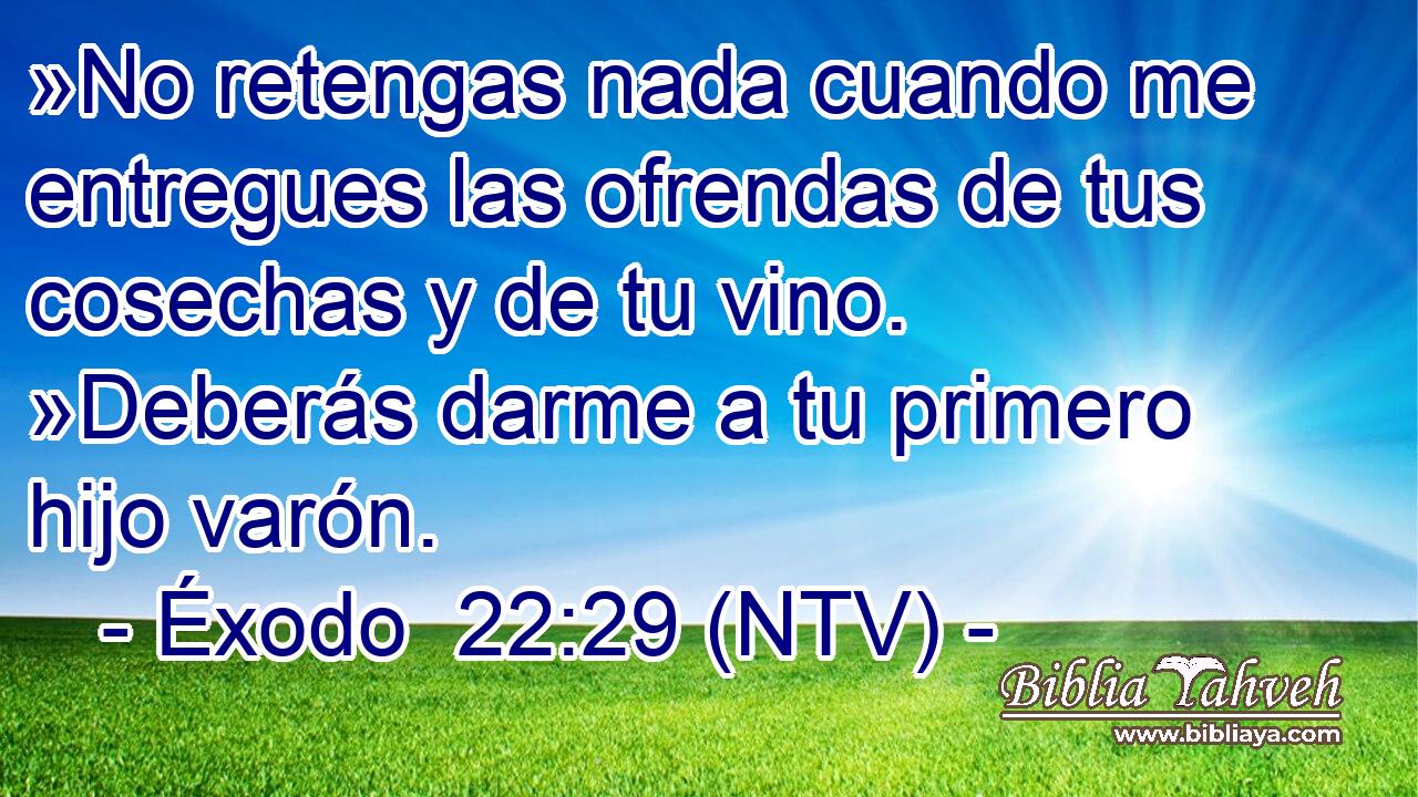 »No retengas nada cuando me entregues las ofrendas de tus cosechas y de tu vino. »Deberás darme a tu primero hijo varón.