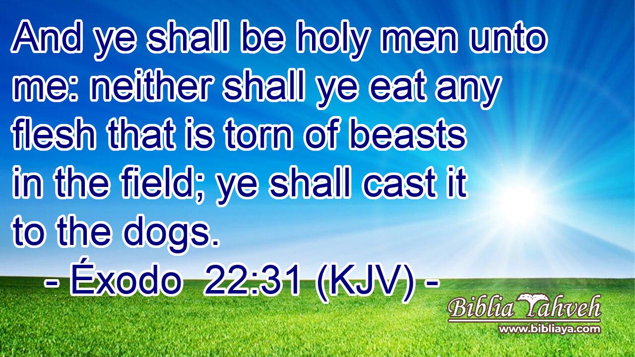 And ye shall be holy men unto me: neither shall ye eat any flesh that is torn of beasts in the field; ye shall cast it to the dogs.